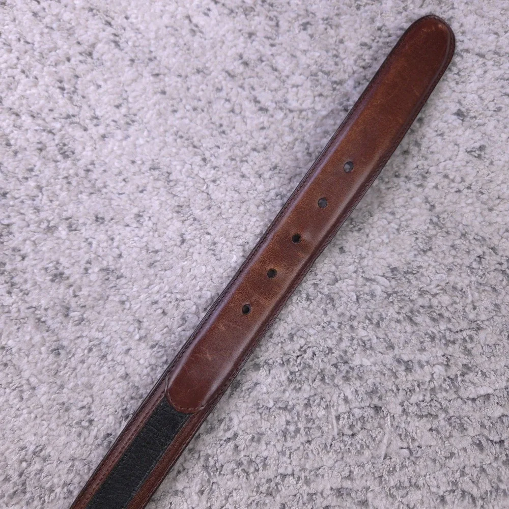 Johnston Murphy Belt Men Size 38 Aniline Kipskin Shoulders Leather Brown Black